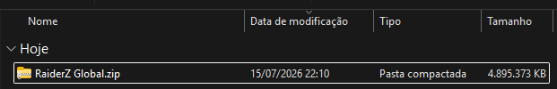 Localiza RaiderZ Global.zip en Descargas.